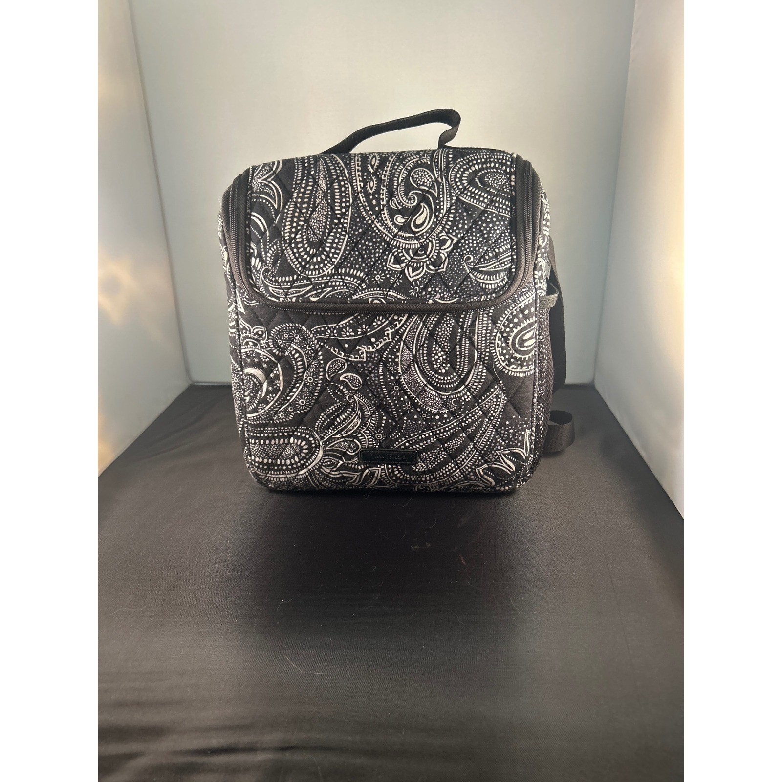 Vera Bradley Black & White Paisley Lunch Box Cooler Bag Top Handle Strap