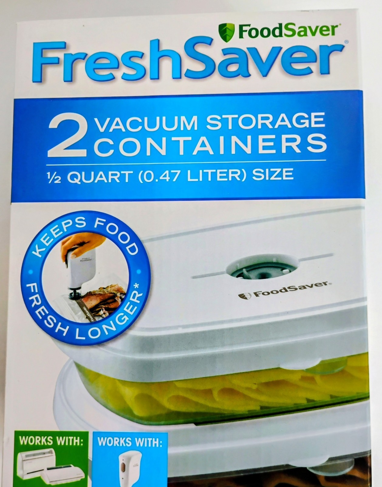 FOODSAVER FRESHSAVER VACUUM STORAGE CONTAINERS SET OF 2 – 1/2 QT. SIZE NEW NIB
