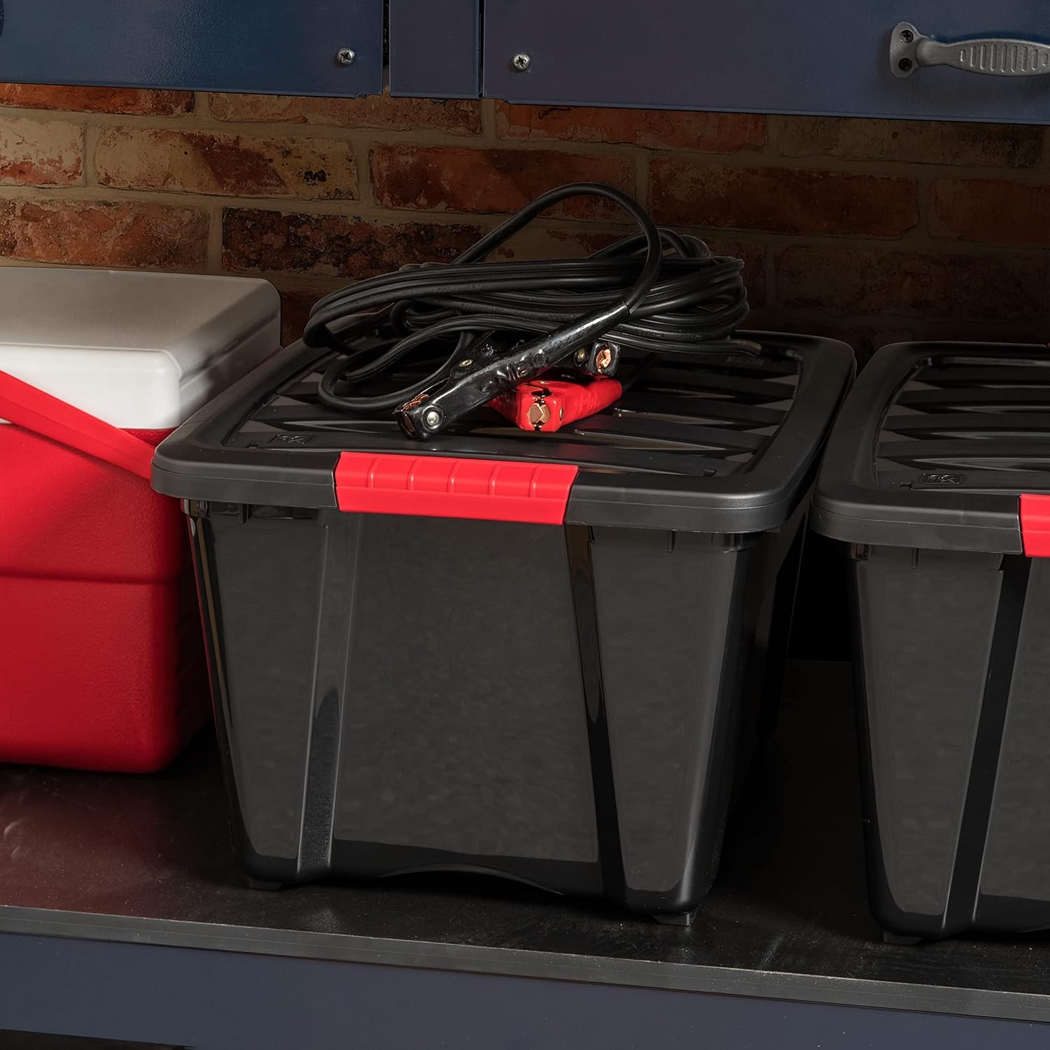 32 Qt Stackable Plastic Storage Bins W/ Lids 6 Pack BPA-Free Made in USA Garage
