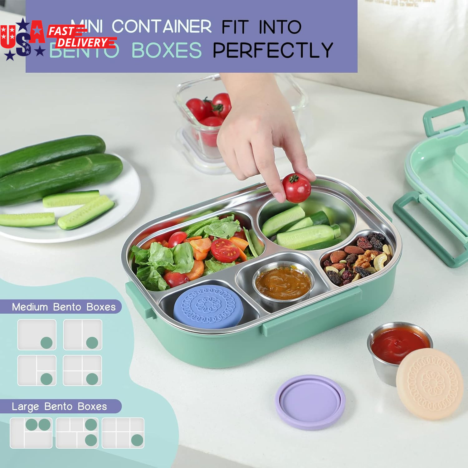 [8 Pack] Salad Dressing Container to Go, 2.4Oz Small Condiment Containers with L