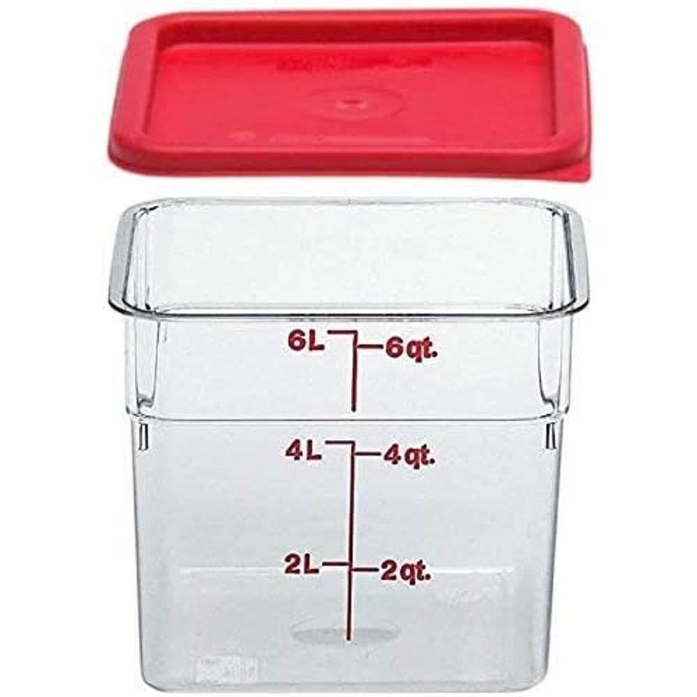 6SFSCW135 Camsquare Food Container, 6-Quart, Polycarbonate, Clear, NSF with Lid