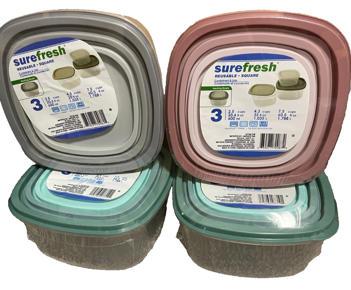 Sure Fresh Food Storage Containers with Lids Reusable Square 12-ct Surefresh