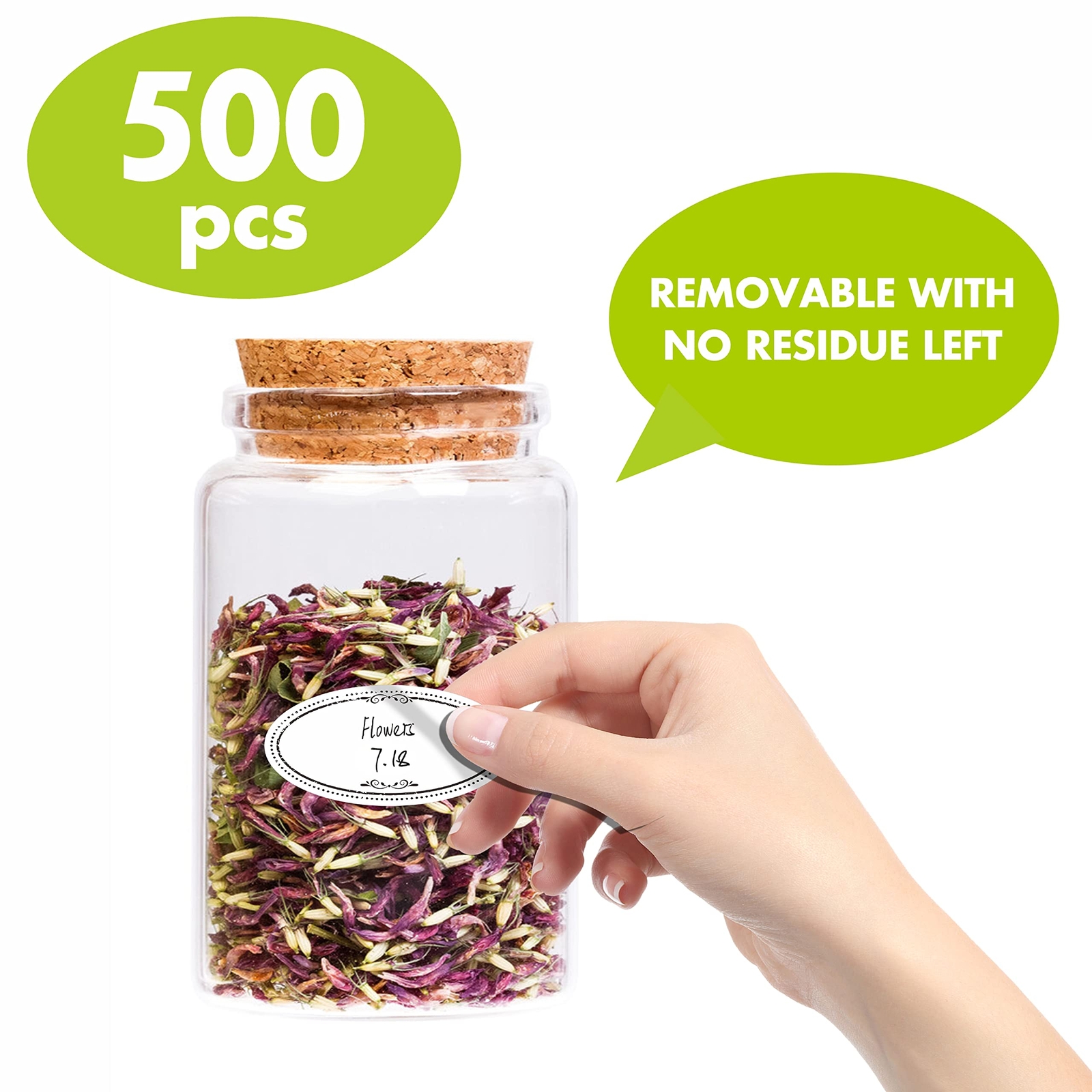 500 Pcs Dissolvable Labels for Kitchen Food Storage Containers Mason Jars