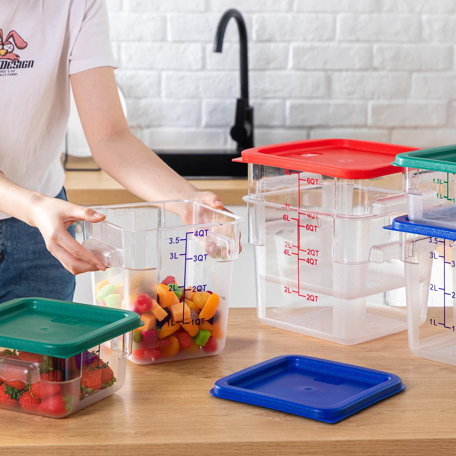 6 Pcs Food Storage Containers with Lids, Clear Square Food Containers with Ha…