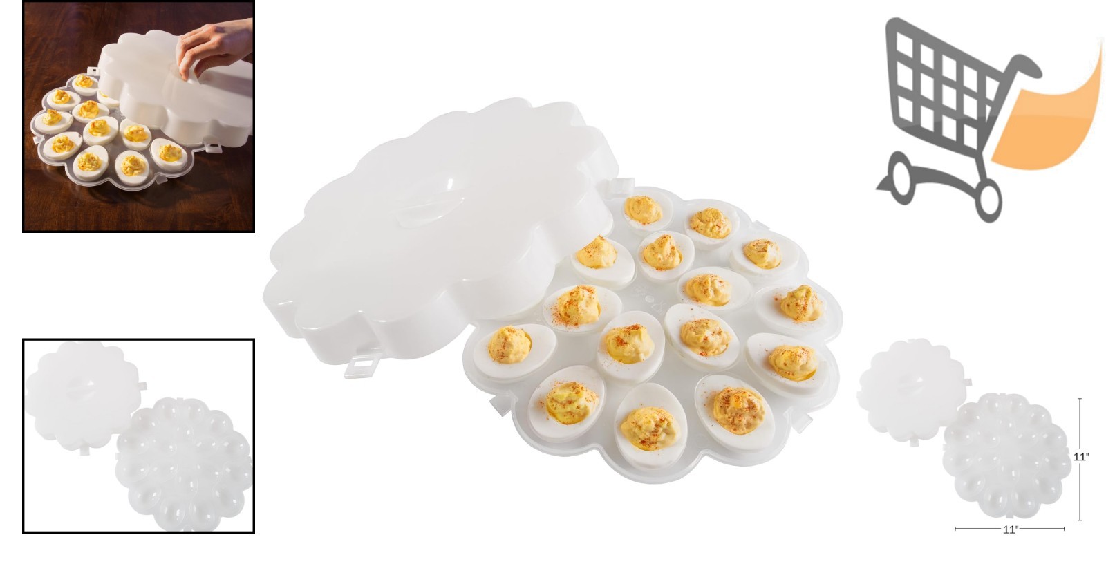 Deviled Egg Container Food Storage Hold 18 Eggs Buffet Party Organizer
