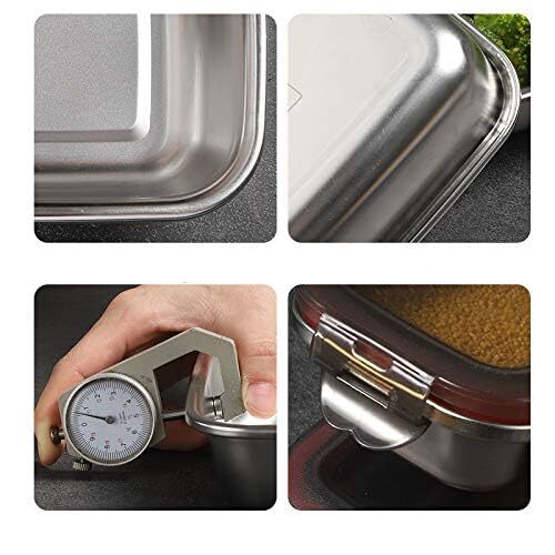 3 Pieces Stainless Steel Food Storage Container with Lids Airtight Metal Food
