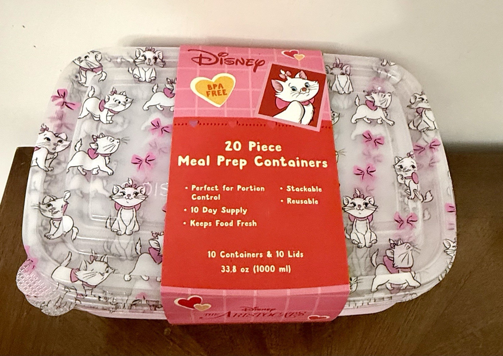 NEW💘Disney Aristocats Marie Love Hearts 20-Pc Meal Prep Food Storage Containers