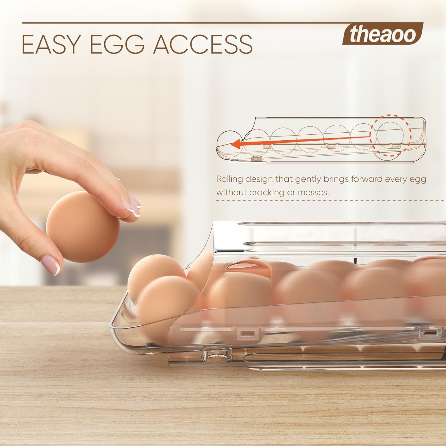 Egg Holder for Fridge, Automatic Rolling Egg Container for Refrigerator, Clea…