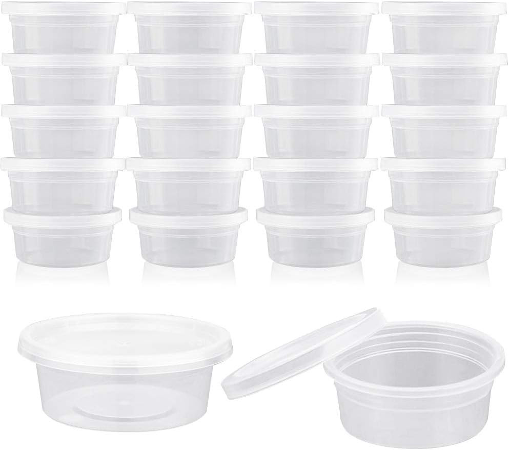 40 Pack 2oz Small Plastic Containers with Lids for Slime Foam Ball Storage