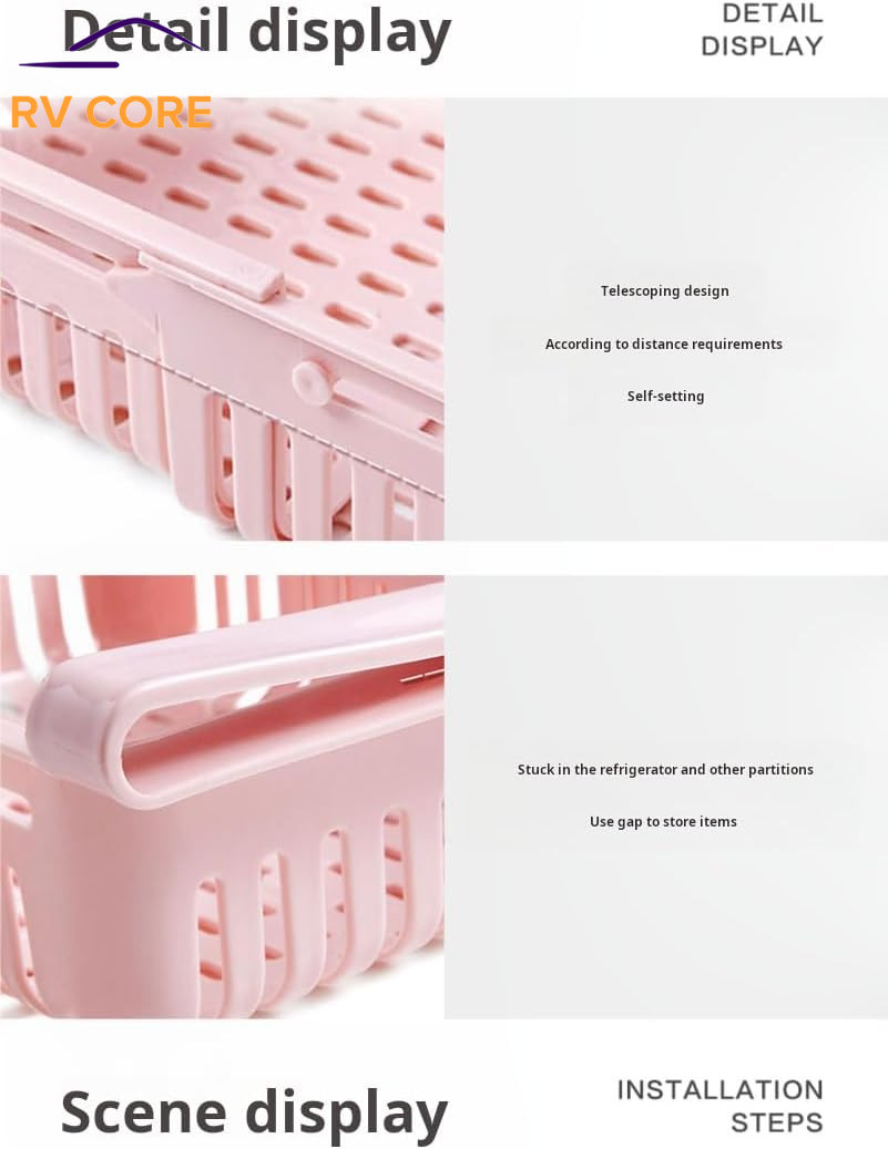 2 Pack Expandable Fridge Organizer Drawers Adjustable Under Shelf Storage Bins