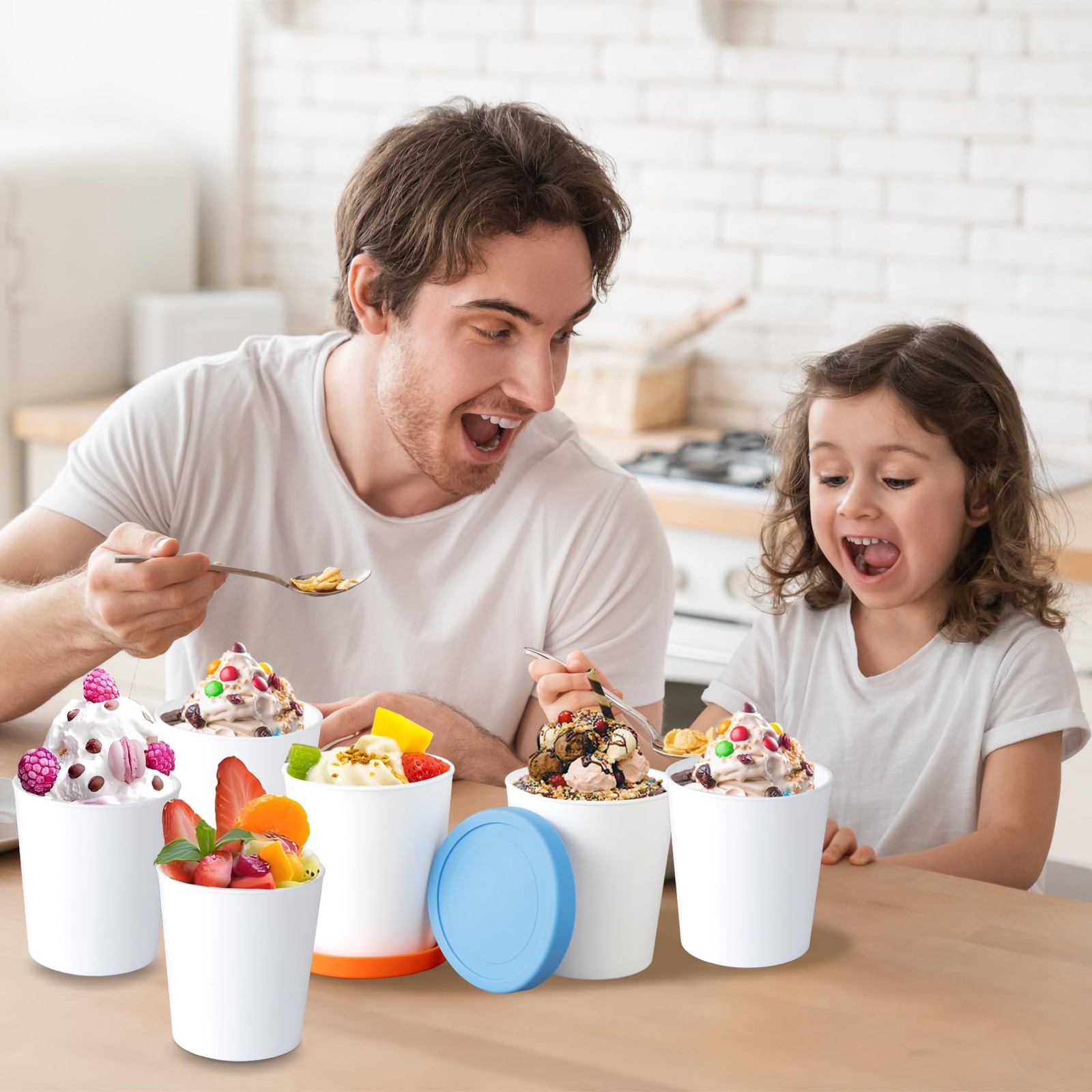 Mini Ice Cream Containers for Homemade Set (6 Pack – 8Oz), Reusable Ice Cream…