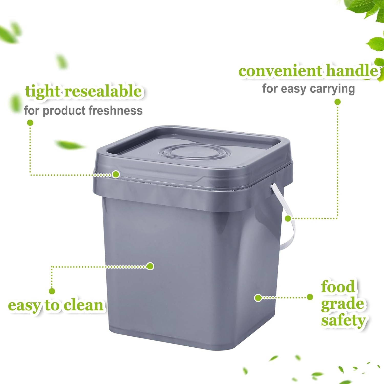 10 Pcs Food Grade Square Bucket with Lid 1 Gallon Plastic Bucket 4.5L Utility In