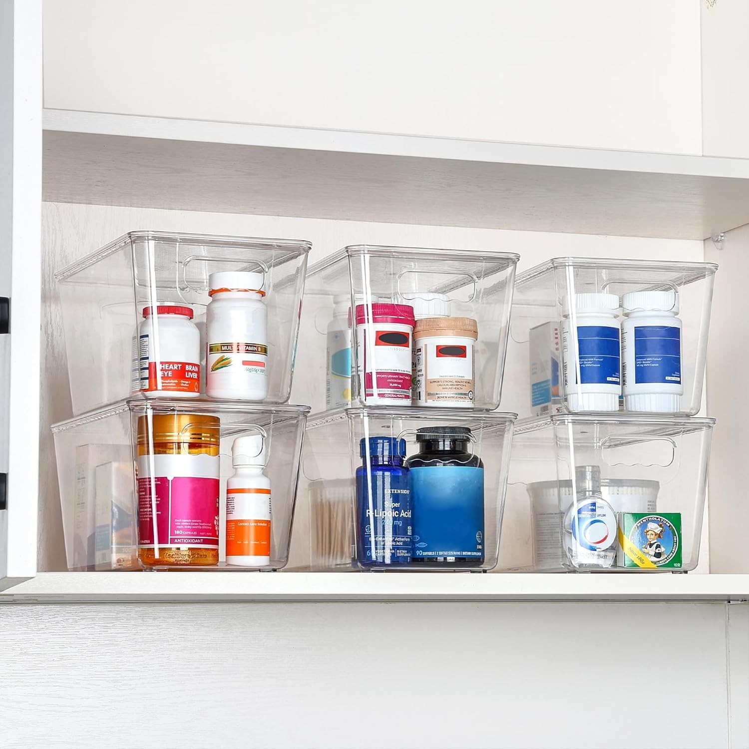 6 Pack Clear Stackable Storage Bins with Lids, Medium Plastic Containers with…