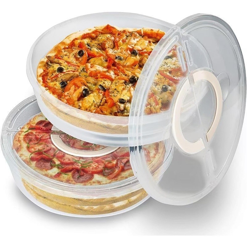 BPA Free Plastic Pie Containers W/ Lid & Handle Pizza Slice Storage Splitter New
