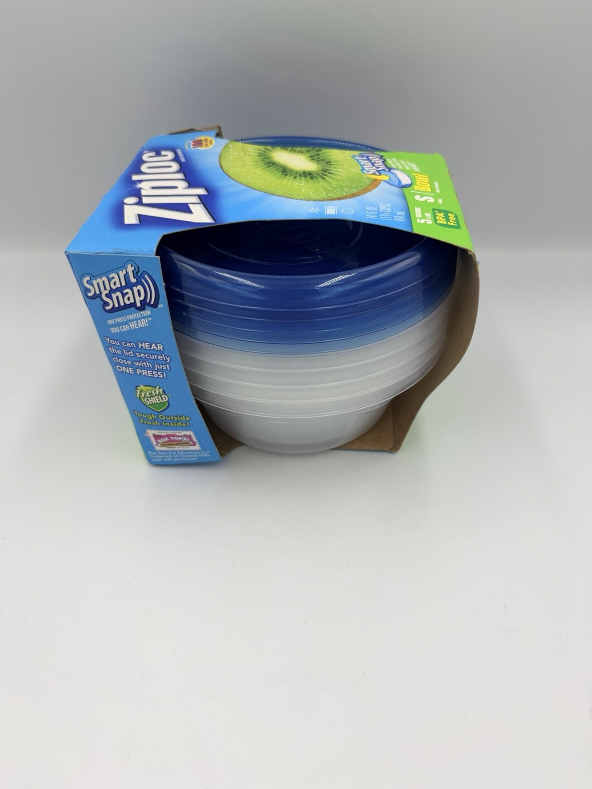 Ziploc Smart Snap Bowls Small Round 1¾ Cups 14oz 5-Pack Containers Lids