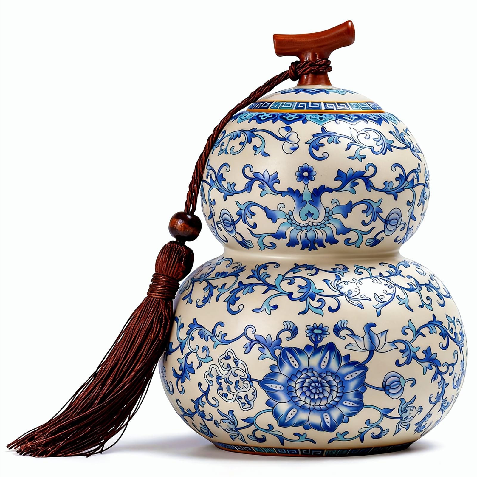 Blue and White Porcelain Airtight Tea Canister with Lid, 22 oz