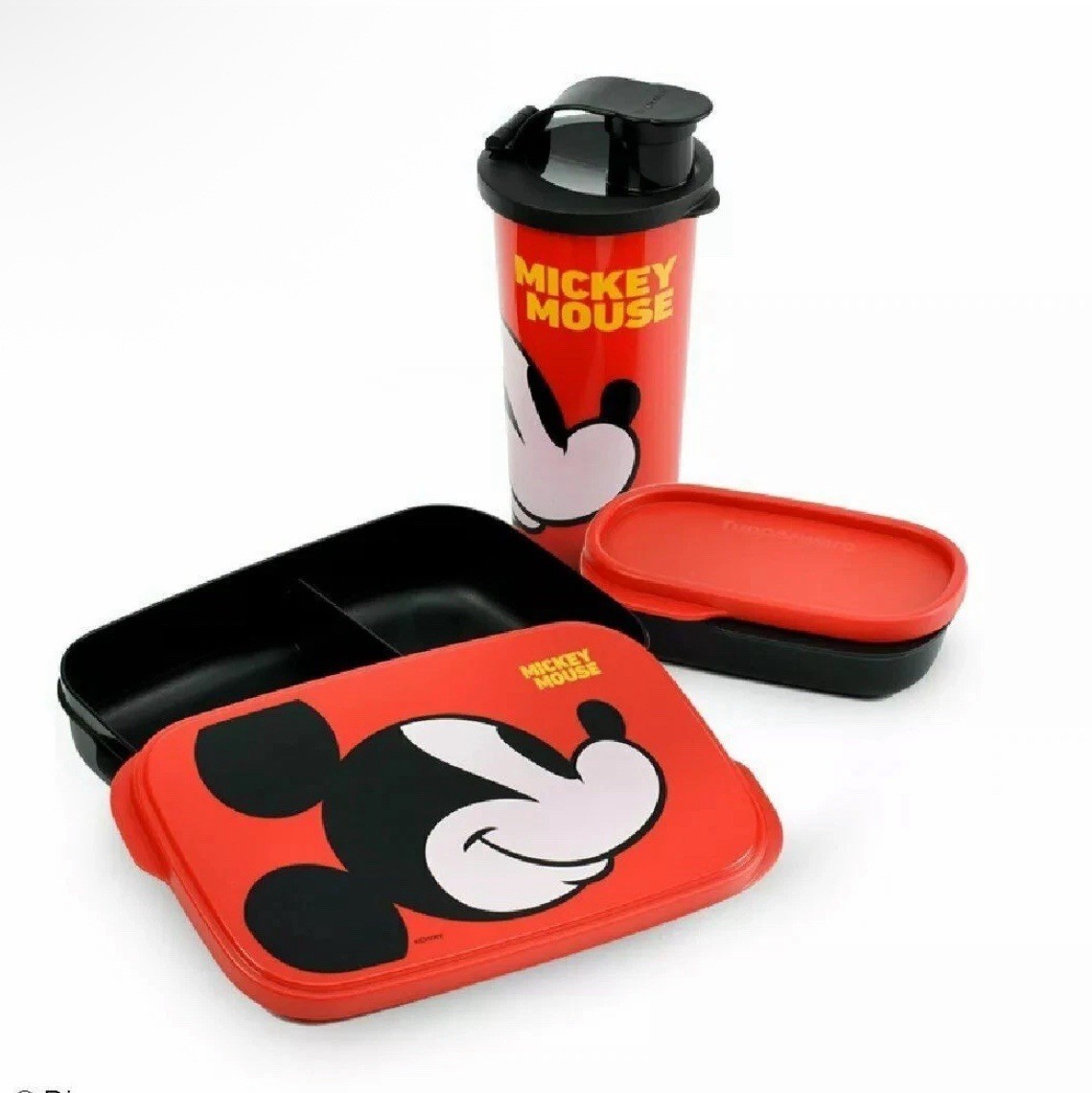 Tupperware Lunch Set Bottle Mickey Mouse Buddy Lunch Set Combo 3 Piece New Red