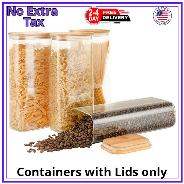 71oz Rectangle Airtight Glass Storage Containers with Bamboo Lids (Set of 4),…