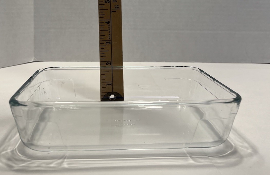 Pyrex 7210 3-Cup Rectangle Glass Storage Dish With 7210 Plastic Blue Cover READ