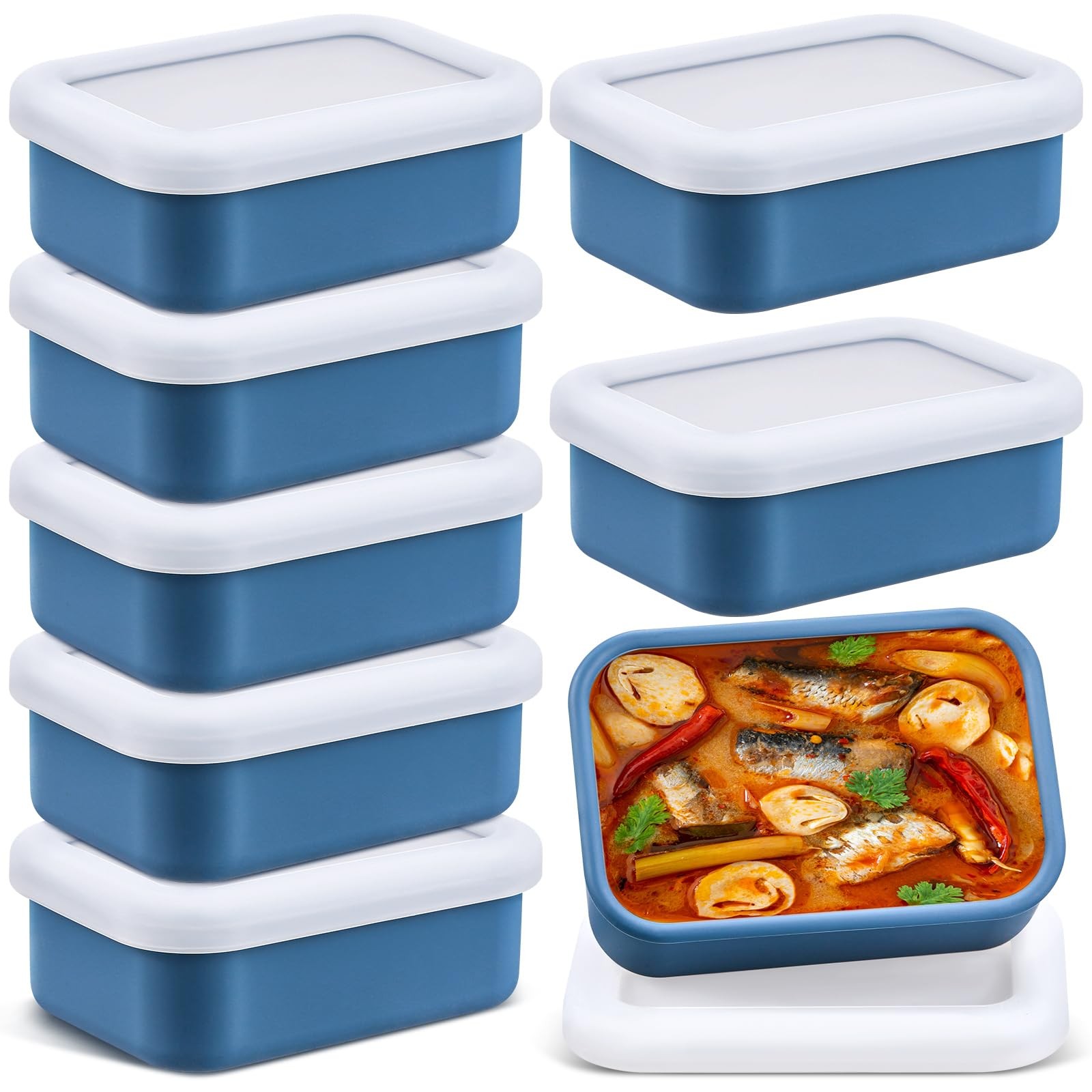 Nuogo 8 Pcs 1 Cup Silicone Freezer Containers with Lid Soup Freezer Molds Sil…