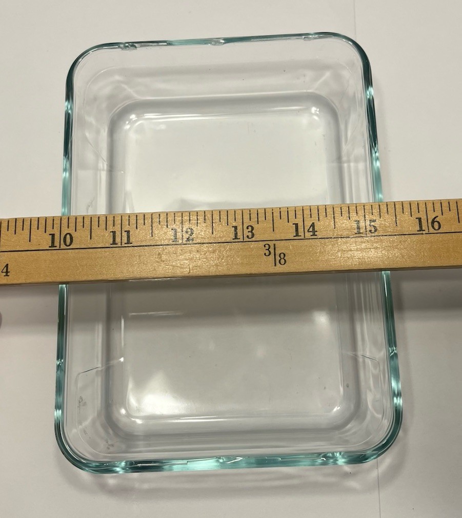Pyrex 7210 3-Cup Rectangle Glass Storage Dish With 7210 Plastic Blue Cover READ