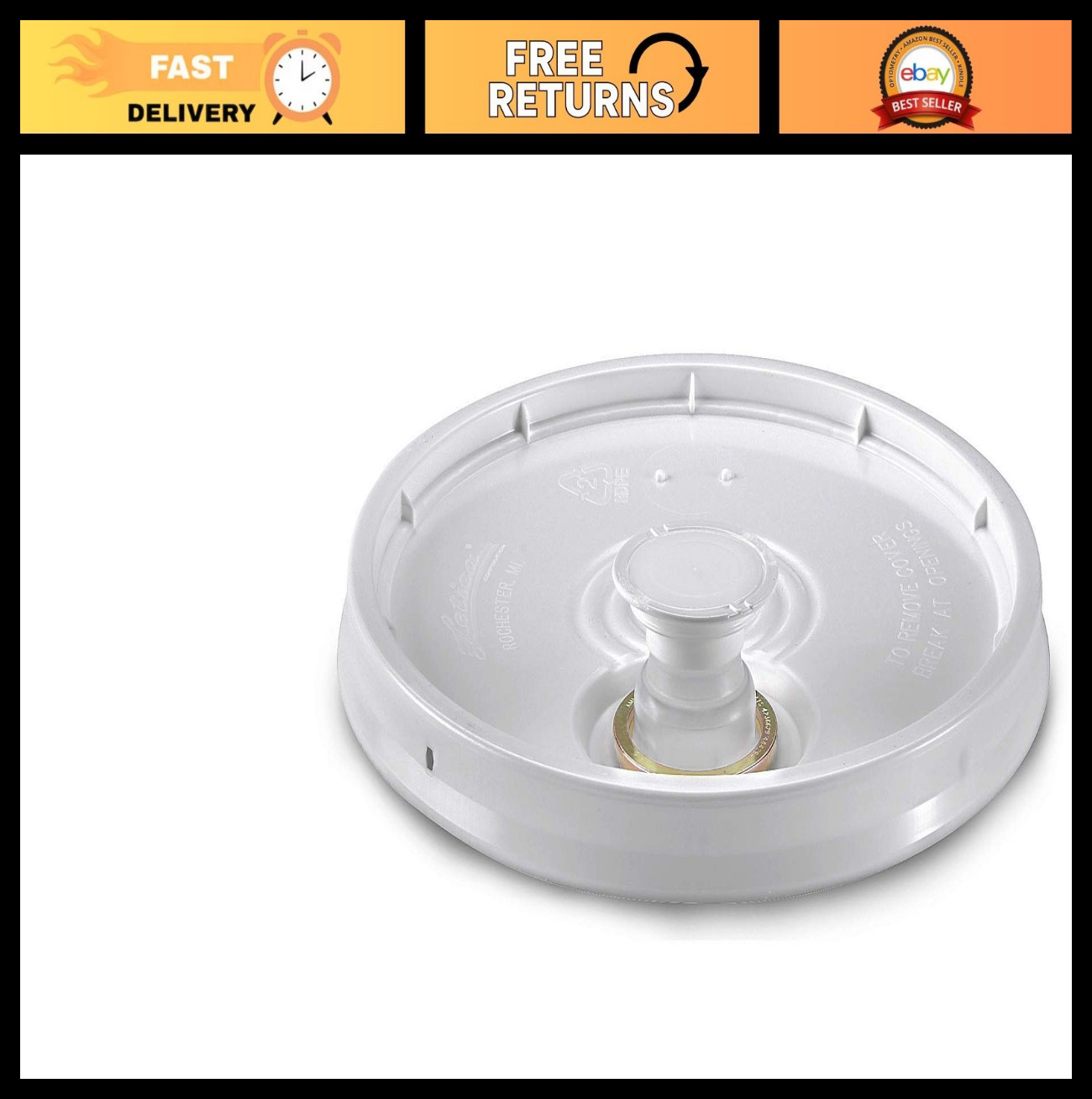 White Plastic Snap-on Pail Lid with Pour Spout for 3.5-7 Gallon Utility Buckets