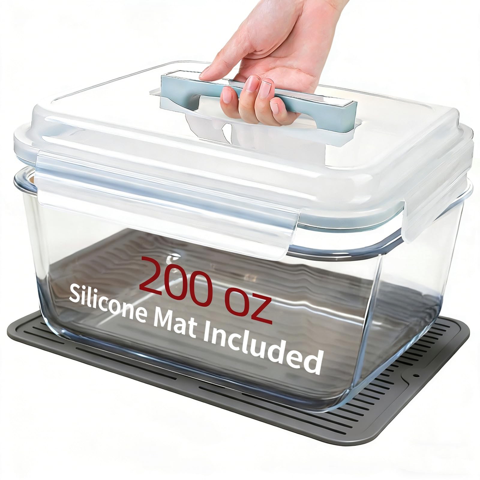 Large Glass Storage Containers with Lids 200oz/6000ml – Borosilicate Extra La…