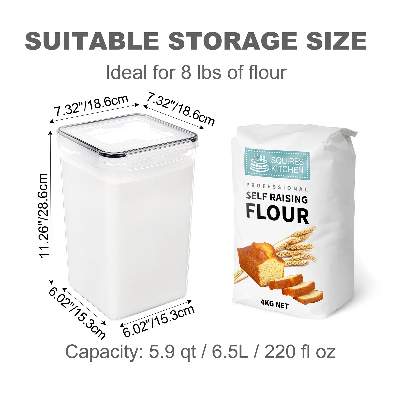 DRY FOOD STORAGE (2 Pack) Large Bins Cansiters Containers Flour Sugar Pasta
