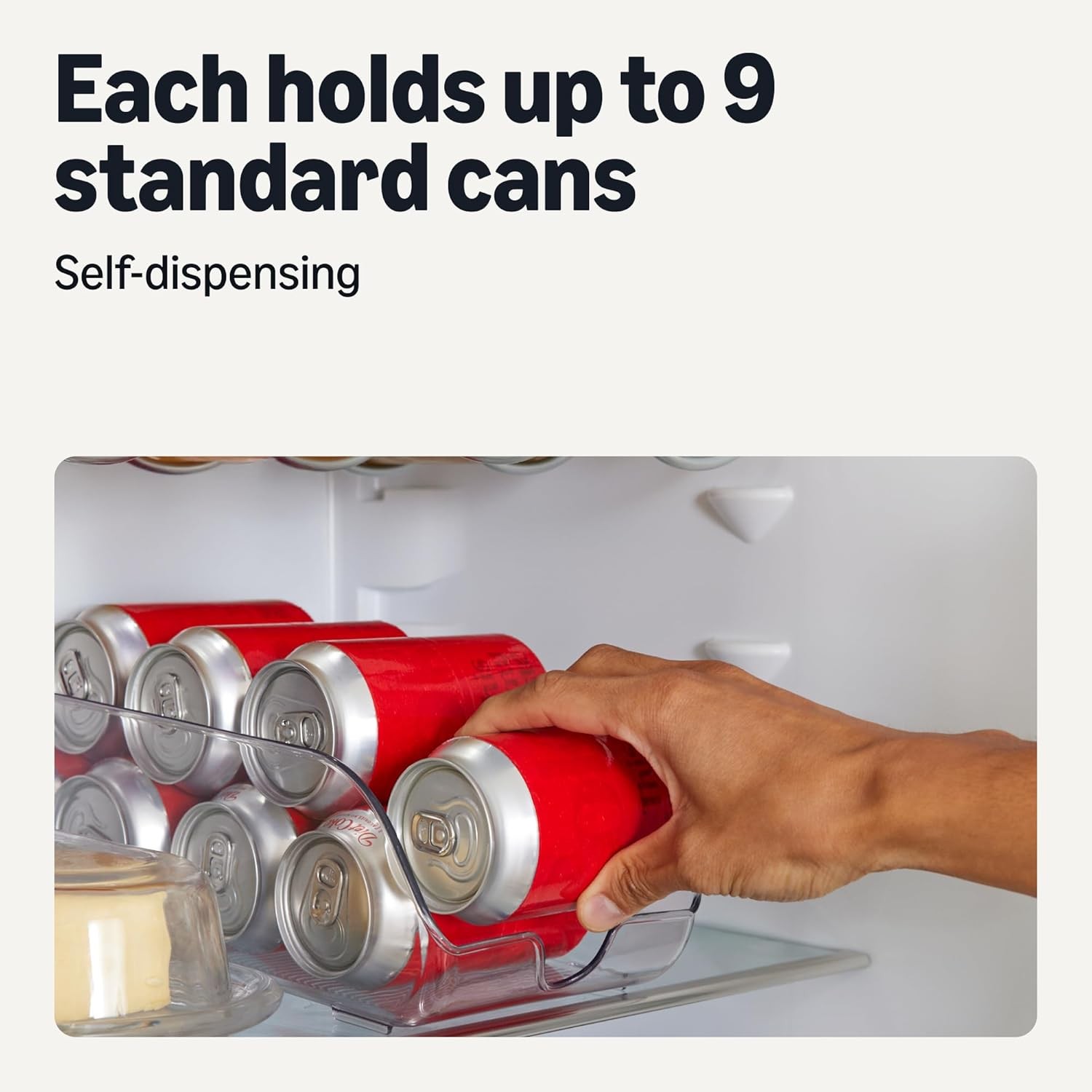 Food & Drink Can Organizer Fridge/Pantry 2-Piece Set Self-Dispensing Transparent