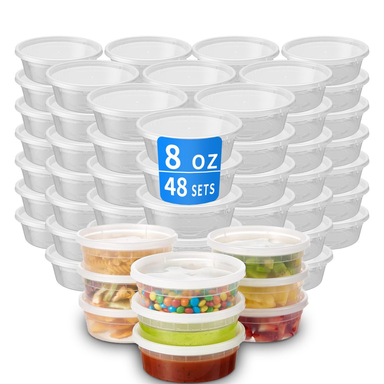 APSIC Plastic Deli Containers with Lids, 48 Sets 8oz Leakproof Soup Storage C…