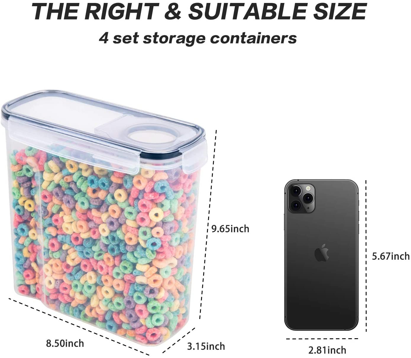 Cereal Containers Storage Set – 4 Piece Airtight Large Food Storage Containers(1