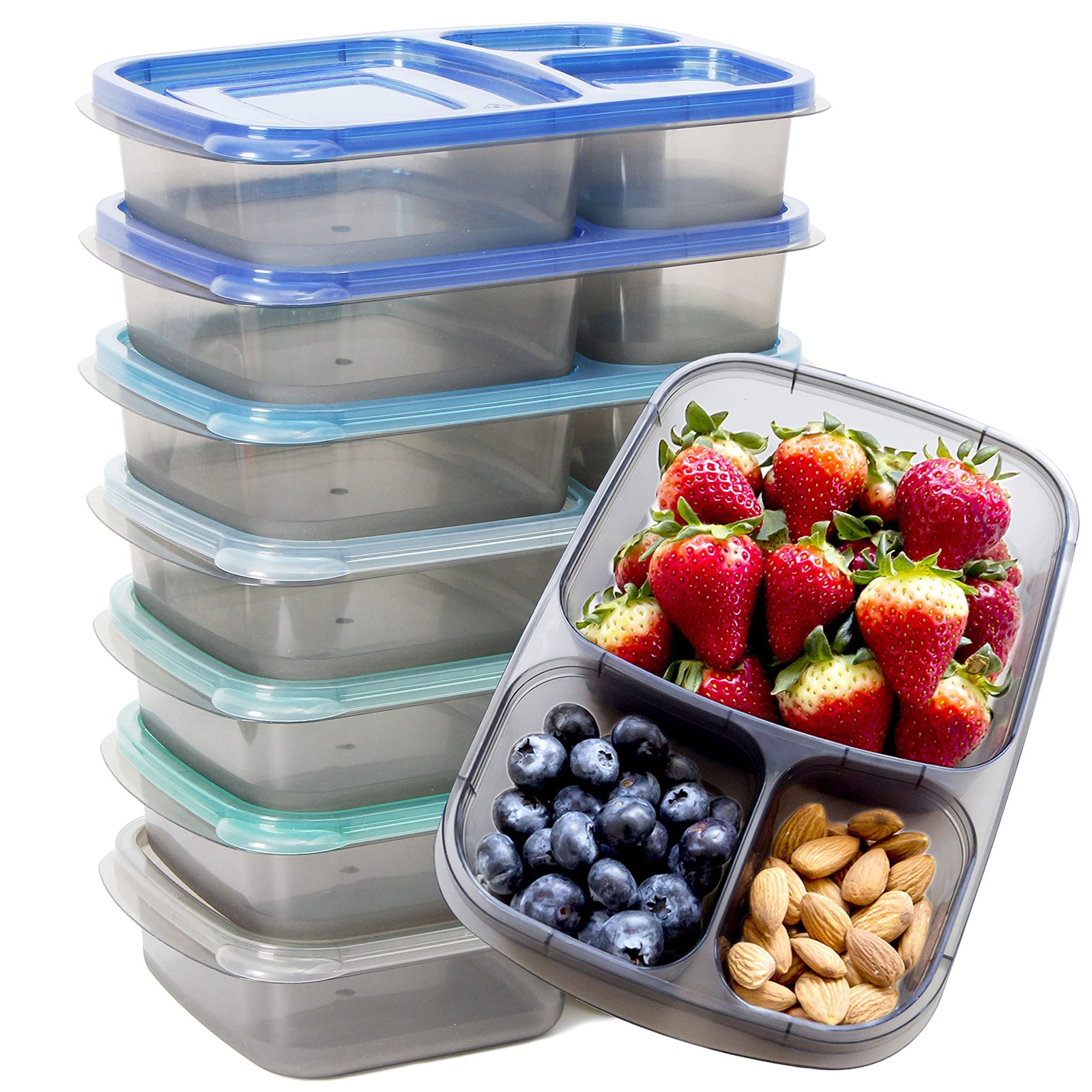 Youngever 7 Sets Bento Lunch Box, Meal Prep 9.5 x 6.2 x 2.2 inches, Clear