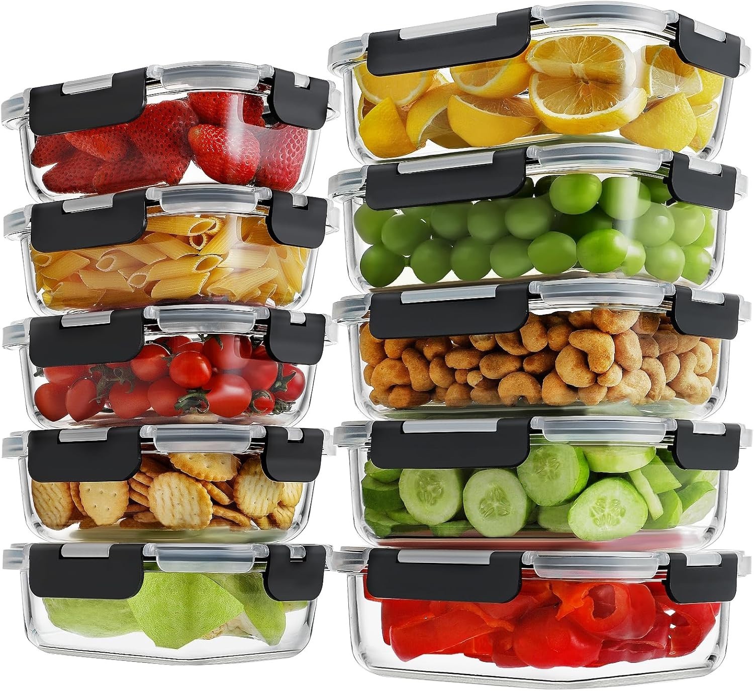 Glass Food Storage Containers Set 20 Pieces Leak Proof Airtight Bpa Free