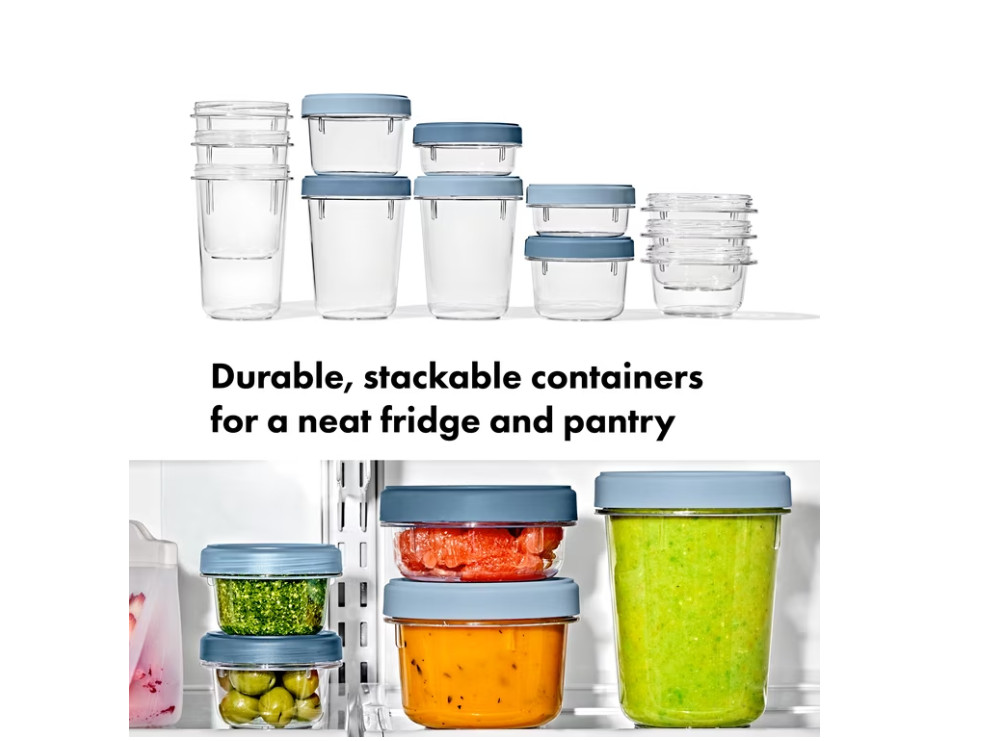 OXO Twist & Stack 12-Piece Lunch Prep Container Set, Ocean Blue, 128 oz, Pack:6
