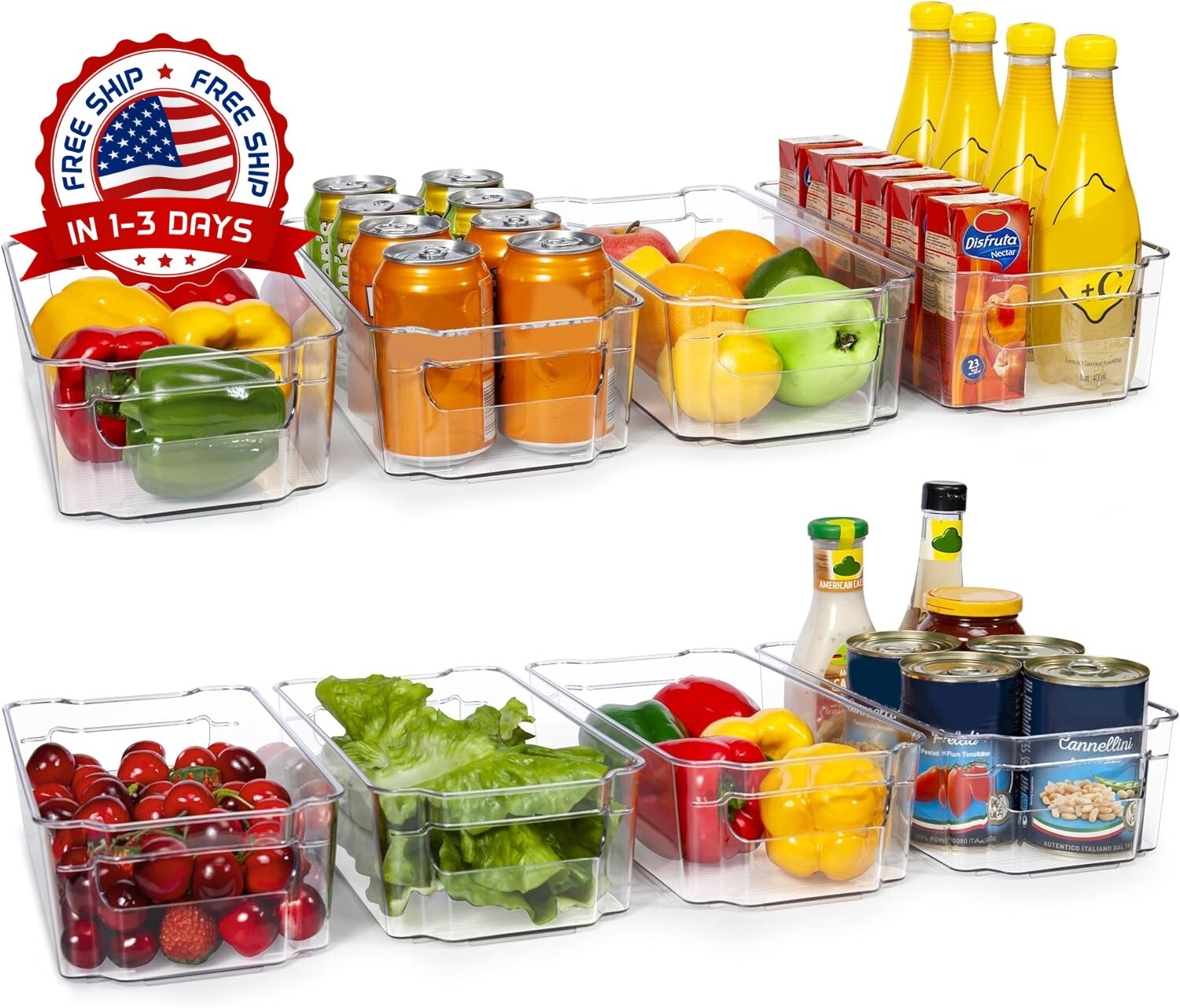 Conjunto De Contenedores Organizadores Refrigerador Apilables Para El Organizado
