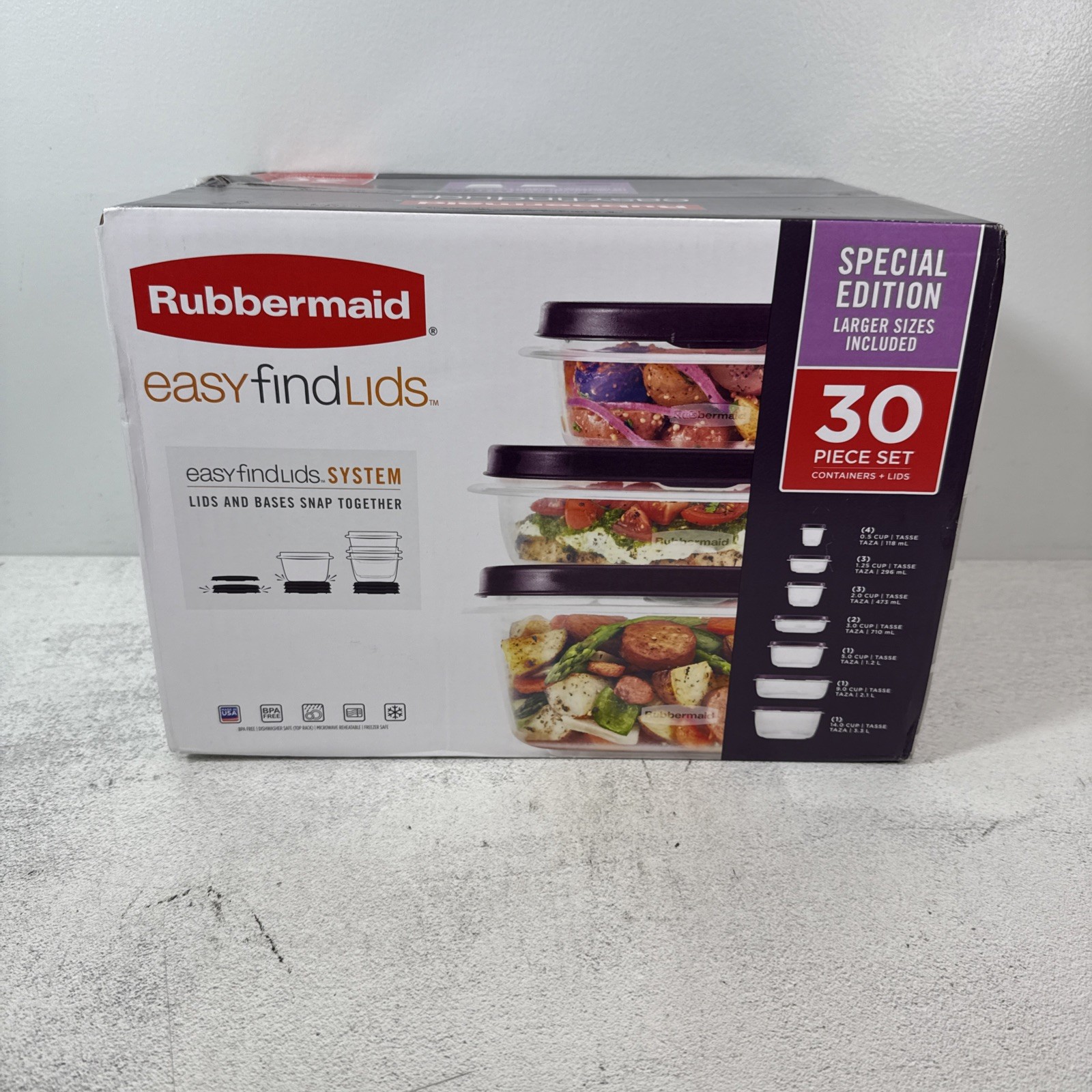 Rubbermaid 30PC Food Storage Set w Easy Find Lids LIMITED EDITION Amethyst NEW