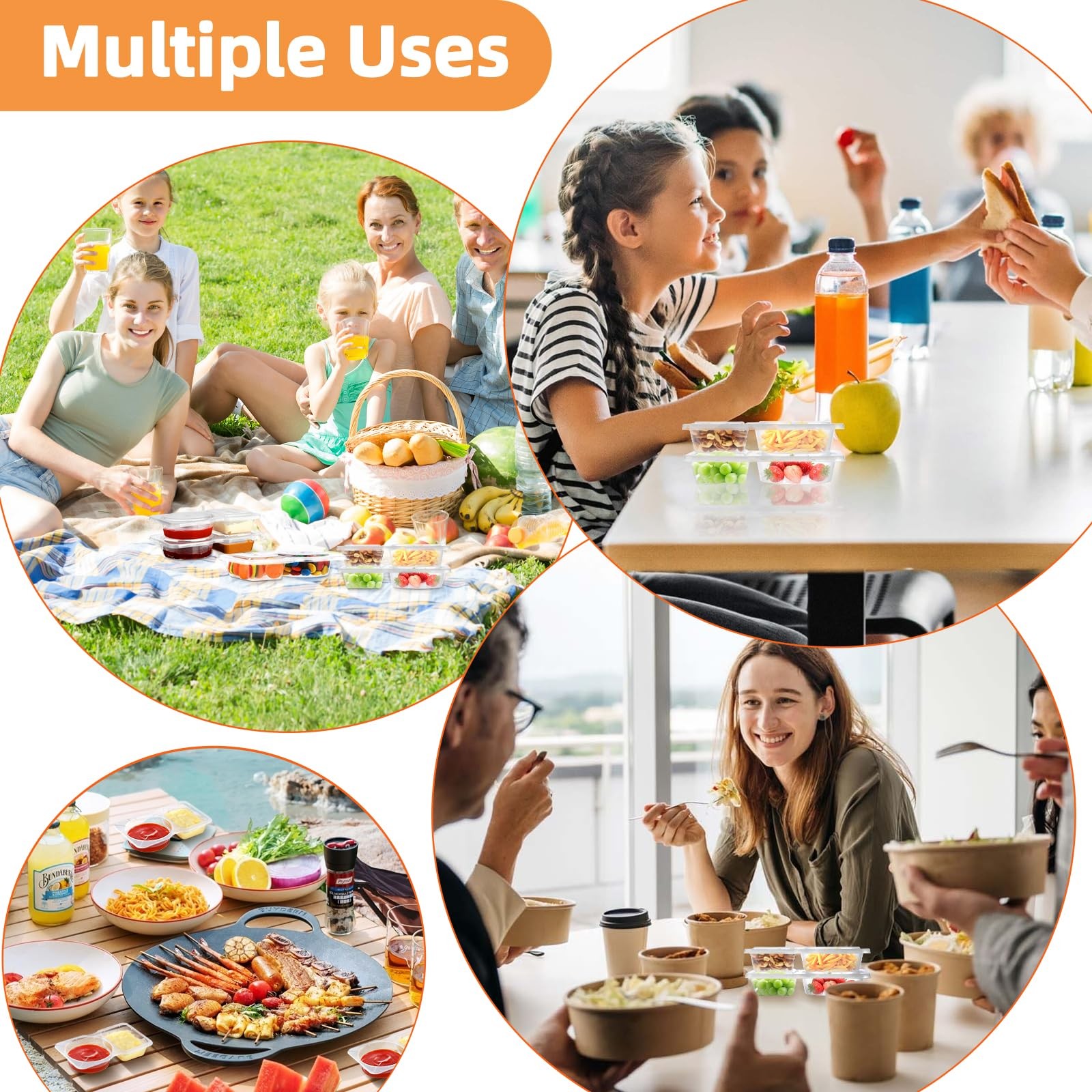 20 Pack 2 Compartment Snack Containers with Lids – Leak-Proof, Reusable Plast…