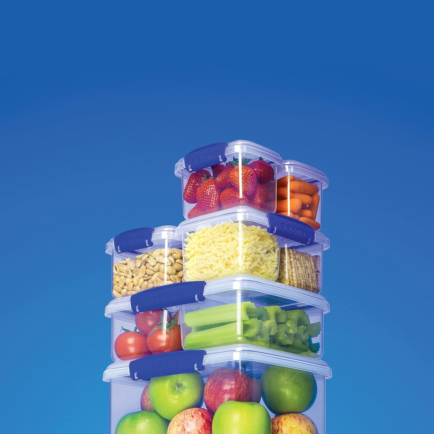 KLIP IT Rectangular Collection Food Storage Container, 33.8 oz./1.0 L, Clear/Blu