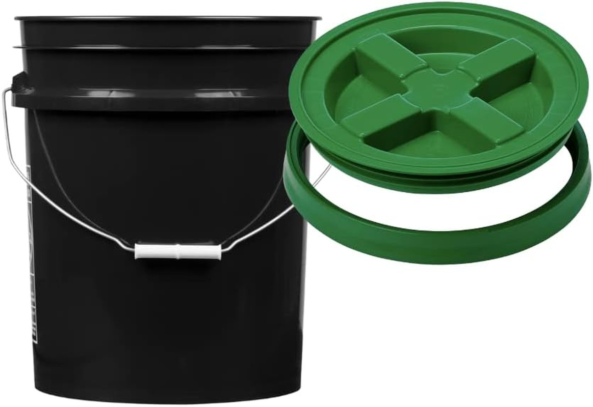 House Naturals 5 Gallon Black Food Grade BPA Free Bucket Pail with Screw on Air