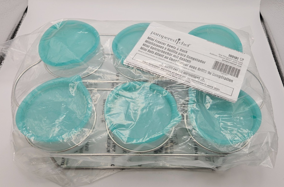 Pampered Chef Mini Freezer Bowls and Rack #100181 Use For Baby Food & More NEW!