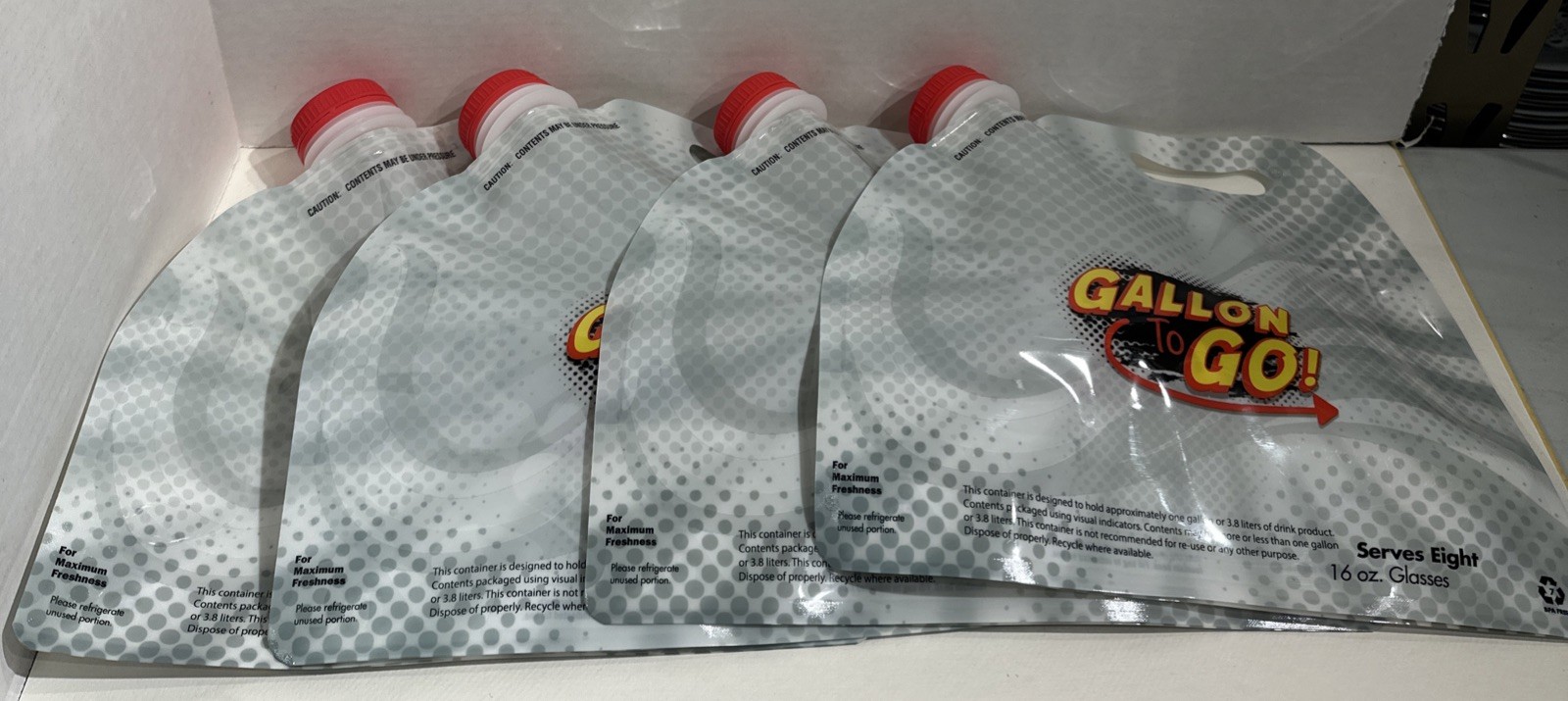 4pcs Gallon To Go Containers Purse Inserts Serves Eight 16oz Drinks w/Spout