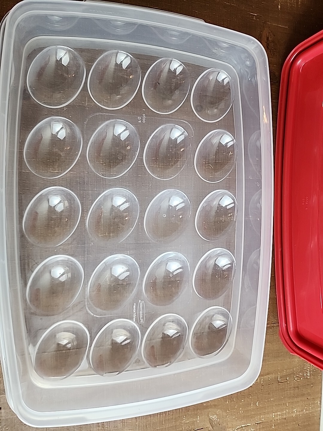 Rubbermaid Deviled Egg Keeper Tray Food Storage Container Hold 20 Eggs Red