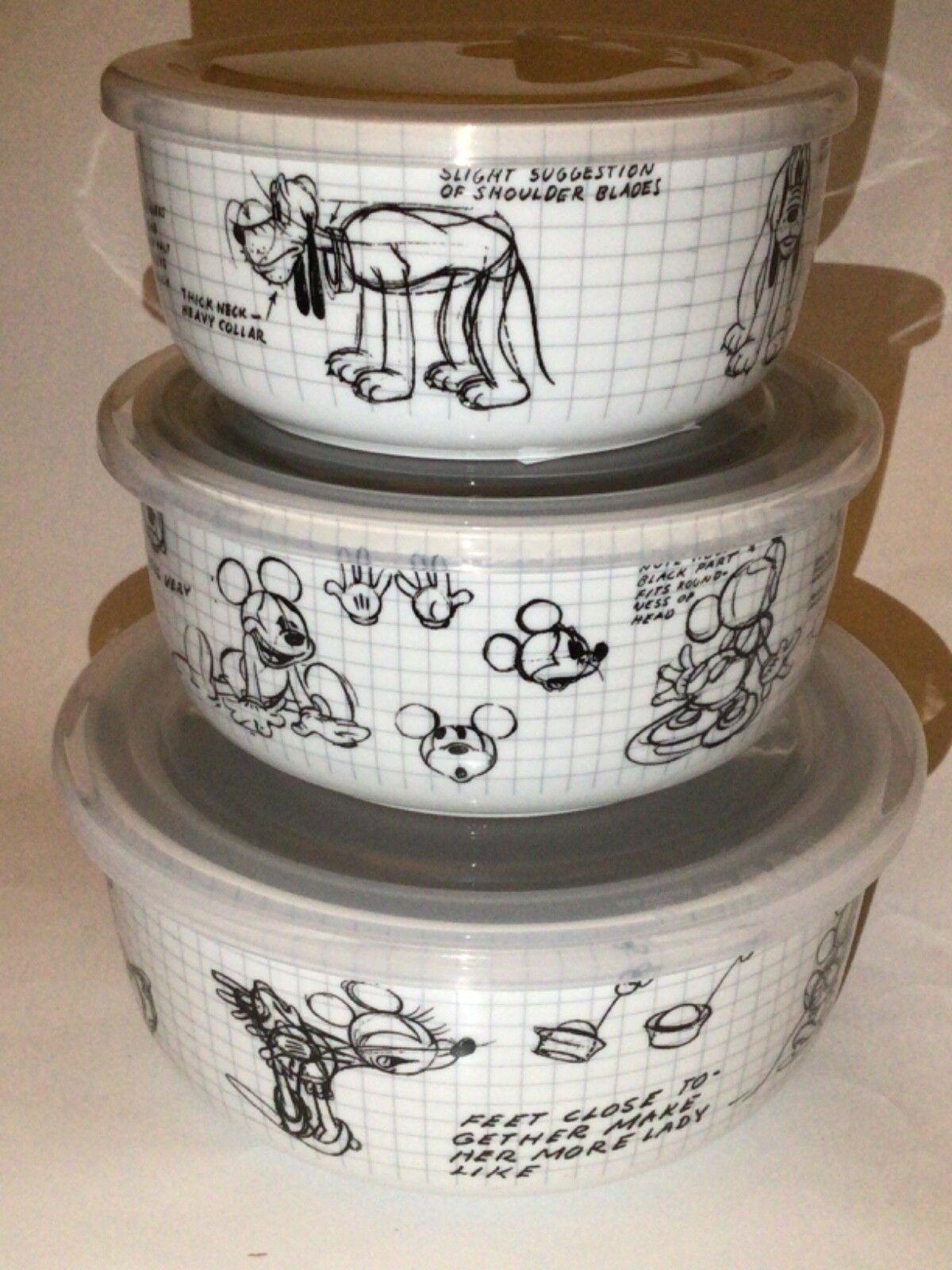 Disney Mickey & Minnie Mouse Pluto Serving Bowl Food Storage Container With Lids