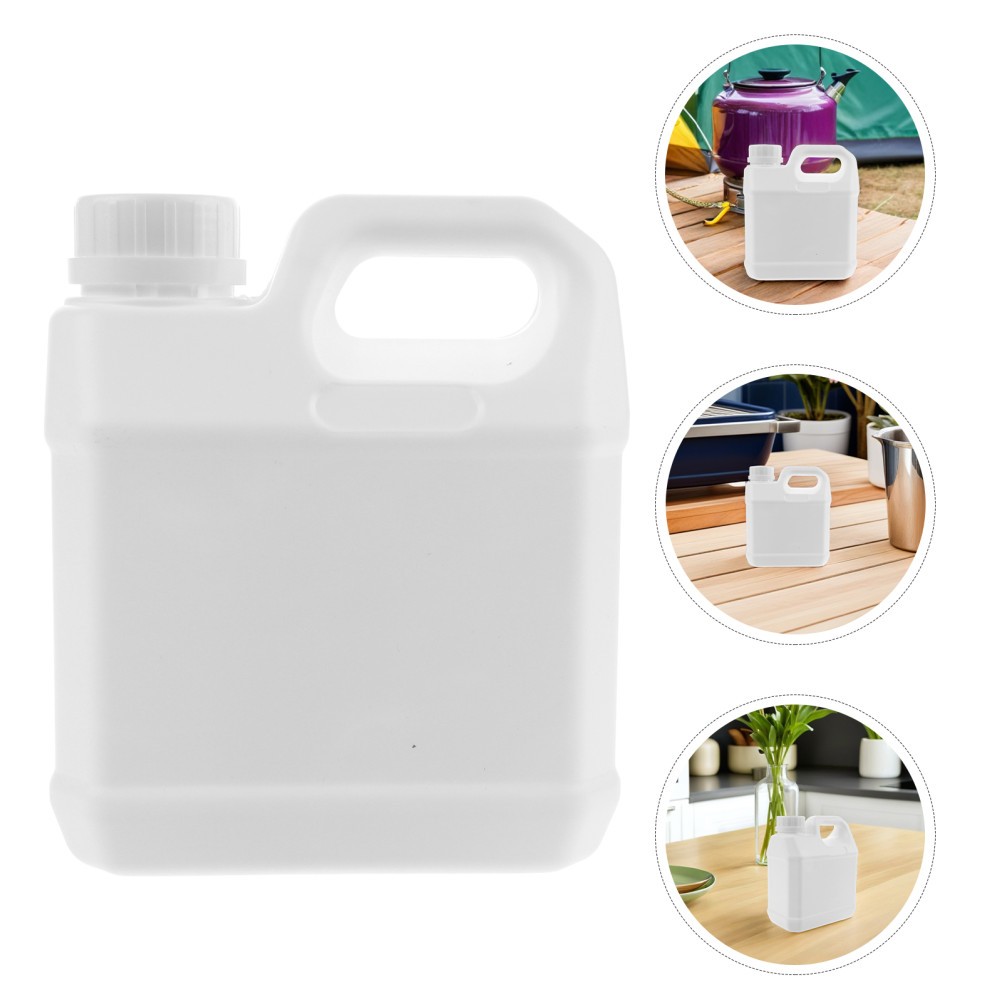 4Pcs White Refillable Plastic Liquid Bottles with Handle Leakproof Storage Jugs