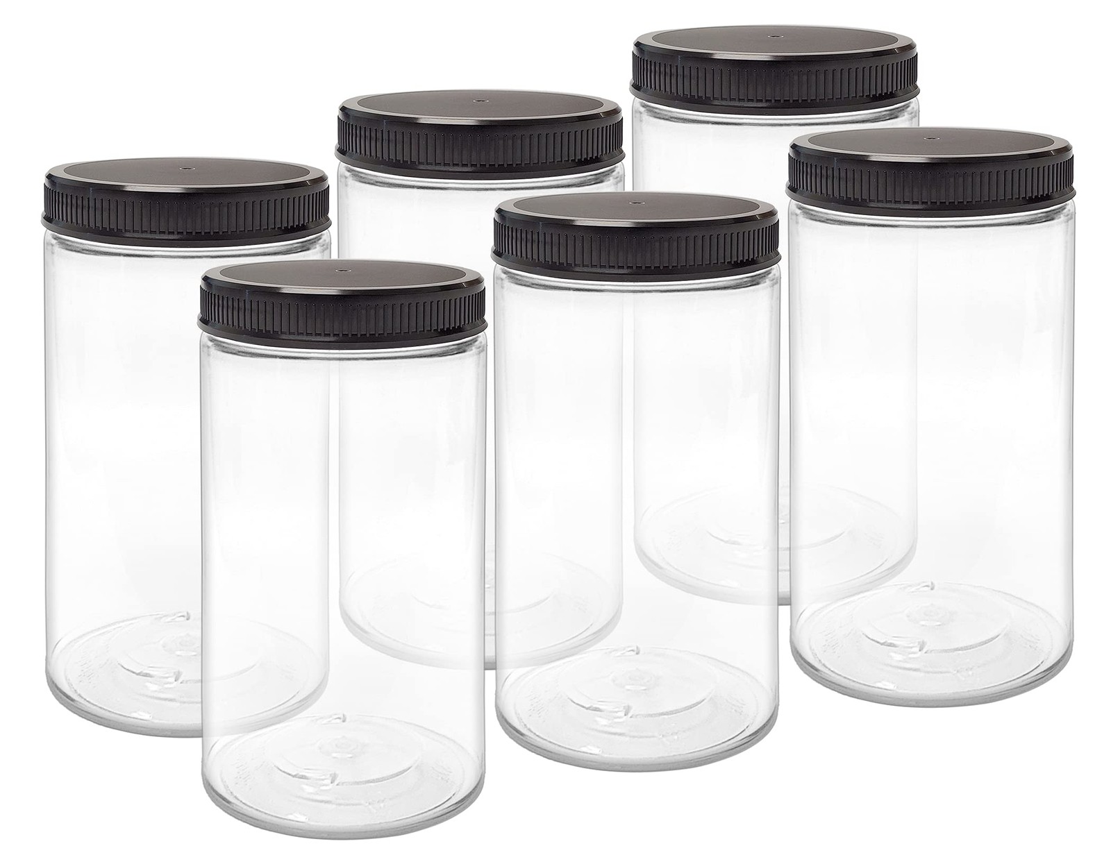 ljdeals 32 oz Clear Plastic Jars with Lids, Storage Containers, 32 oz,