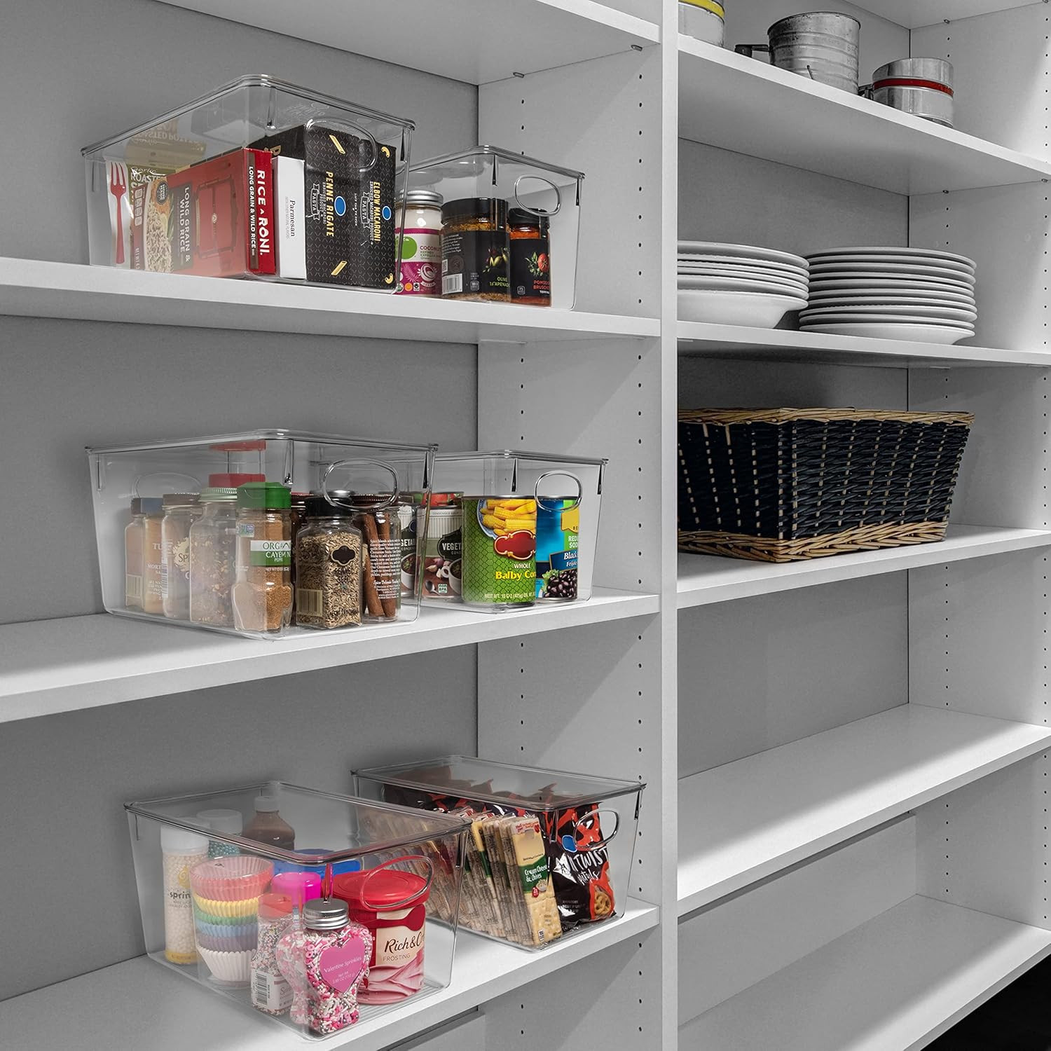 Plastic Storage Bins with Lids, 4 Pack – Perfect Pantry Organization and Storage