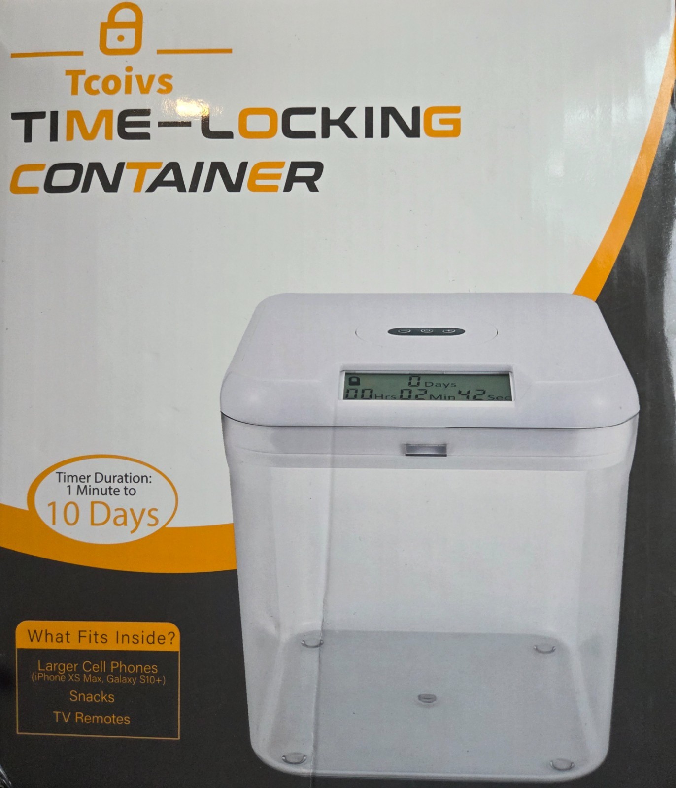 Time Locking Container Medium, Timed Lock Box for Cell Phones White Lid + 5.5”