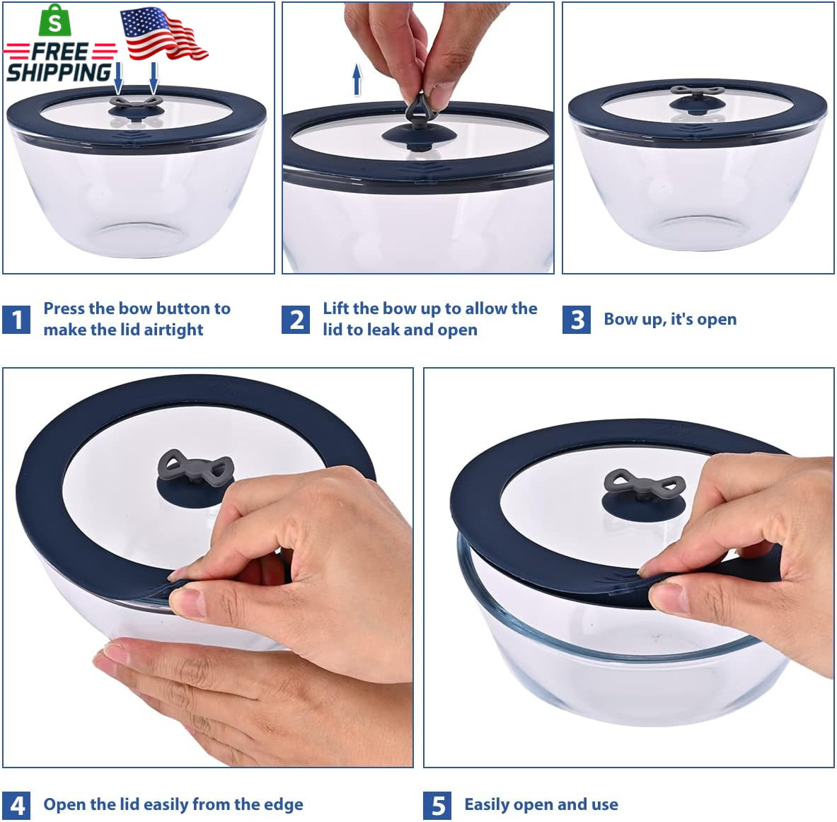 2 Pack Replacement Lids for Pyrex 7201-PC 4 Cup Glass Containers Mixing Bowl Sil