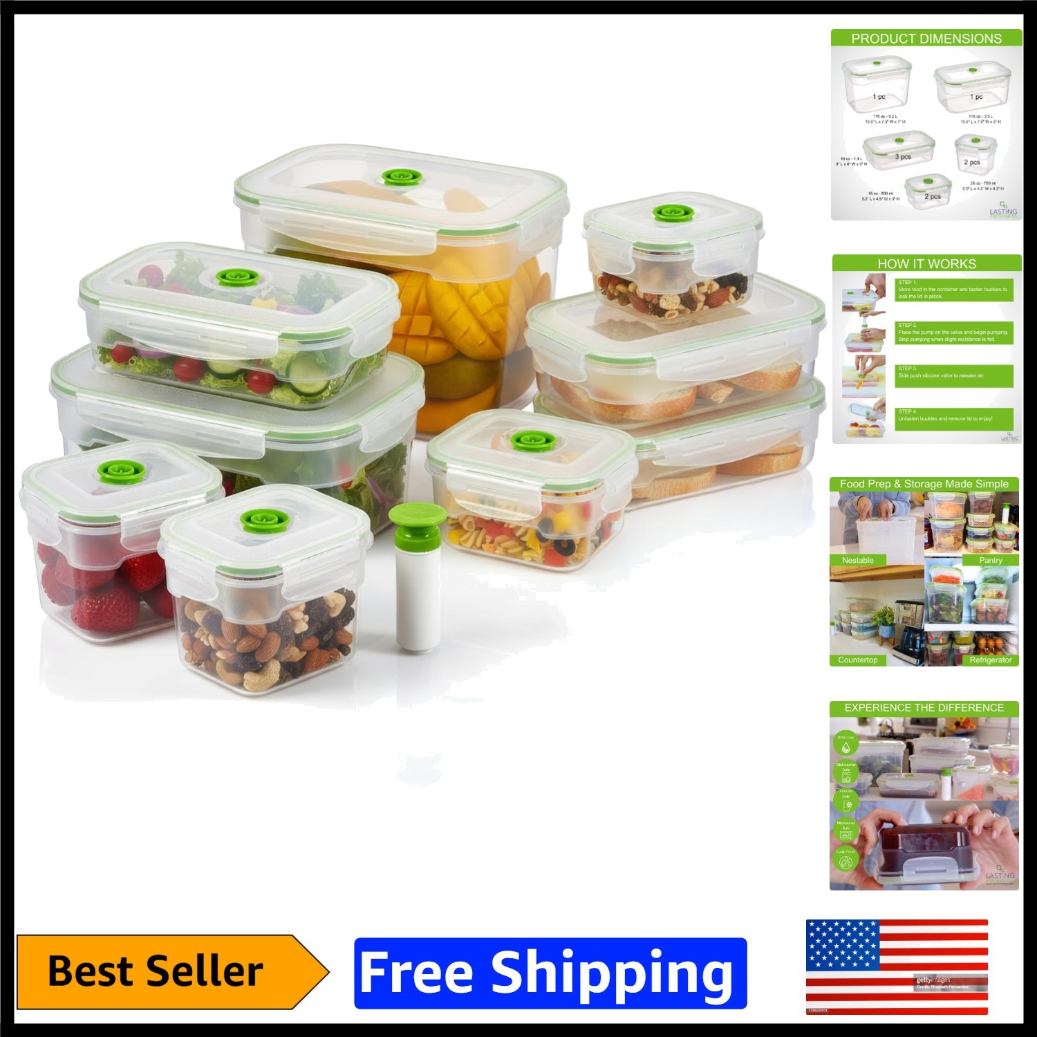Stackable Vacuum-Sealed Food Storage Containers – 19pcs, Keep Food Fresh & Tasty