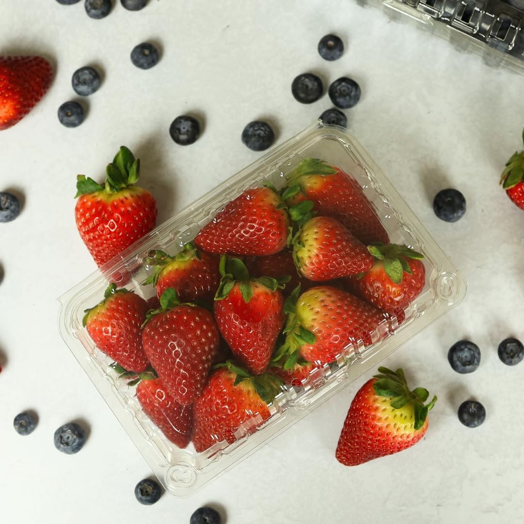 55 PCS 1 Pound Size Strawberry Berry Basket Clam Shell Container Storage